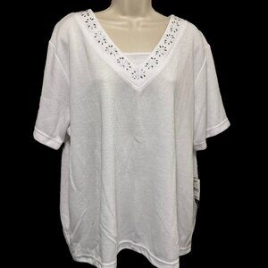 NWT Speculation White Short Sleeve Top Size: 2X